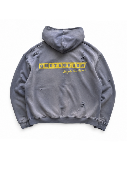 DOUBLE LAYERED WAFFLE LINED HOODIE LILAC