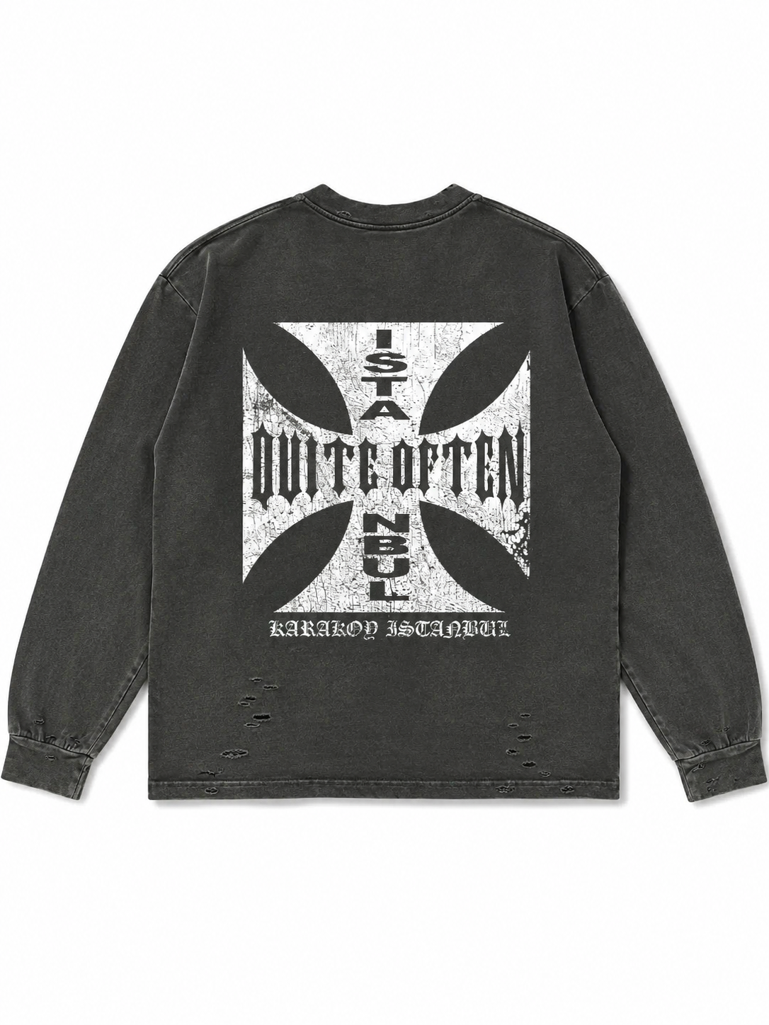 GREY DISTRESSED CROSS LONGSLEEVE