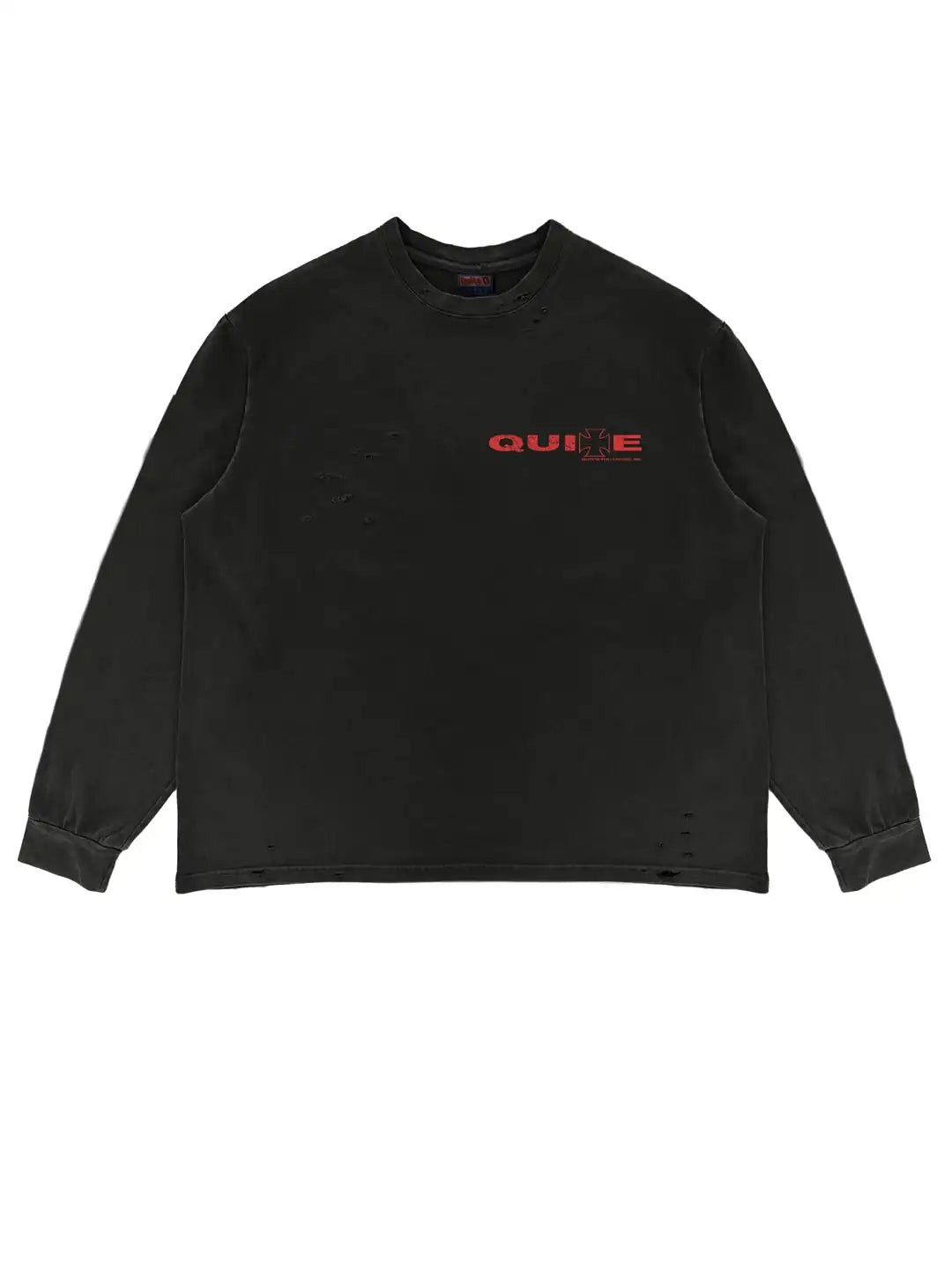BLACK DISTRESSED CROSS LONGSLEEVE