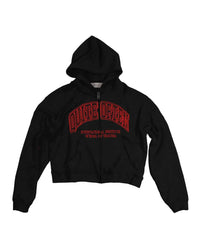 RED ON BLACK COLLEGE ZIP HOODIE