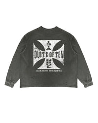 GREY DISTRESSED CROSS LONGSLEEVE