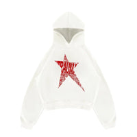 WHITE TRAUMA STAR HOODIE