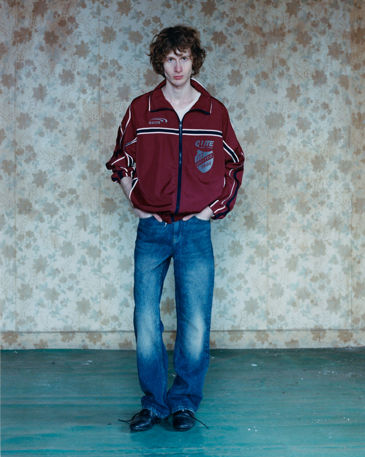 RED BLUE PANELED TRACK JACKET