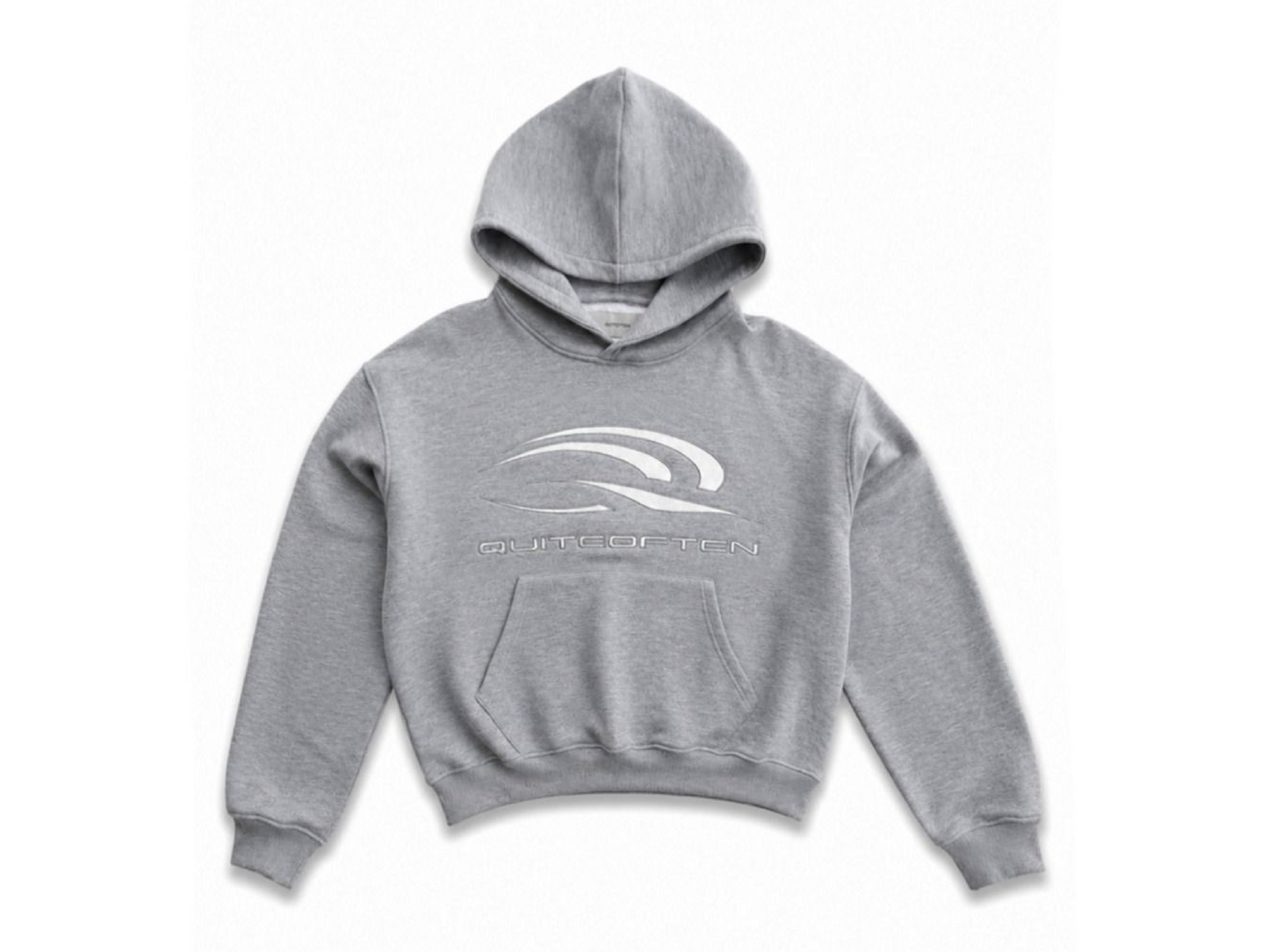 GREY MELANGE SPORTS LOGO HOODIE