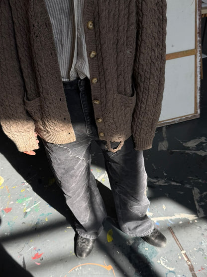 WASHED BLACK PANELED CANVAS PANTS