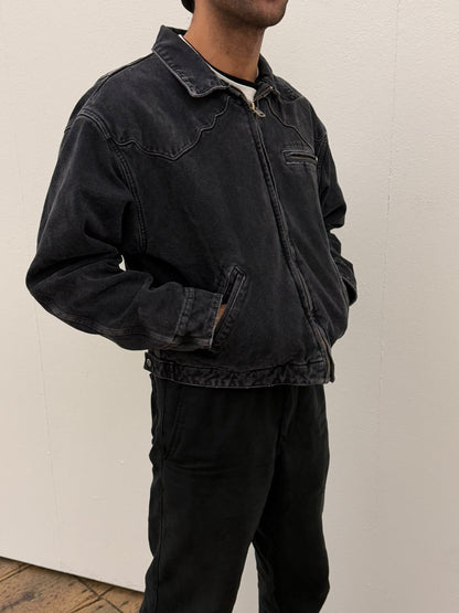 WASHED BLACK PANELED CANVAS JACKET