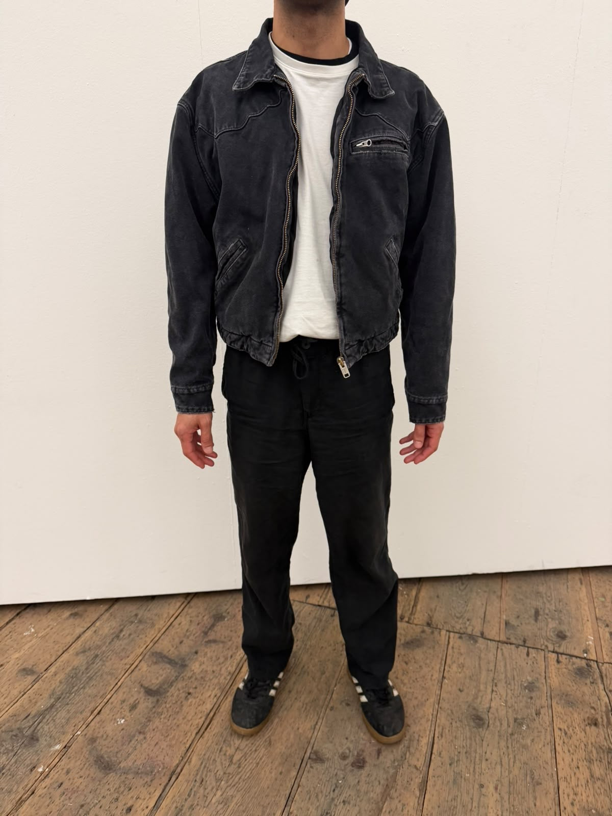WASHED BLACK PANELED CANVAS JACKET
