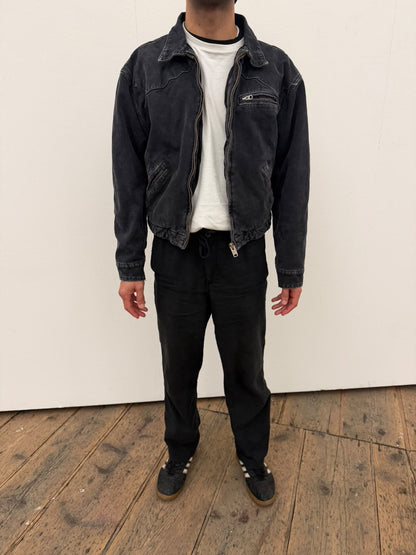 WASHED BLACK PANELED CANVAS JACKET