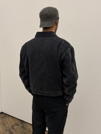 WASHED BLACK PANELED CANVAS JACKET