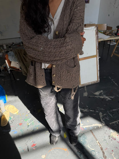 WASHED BLACK PANELED CANVAS PANTS