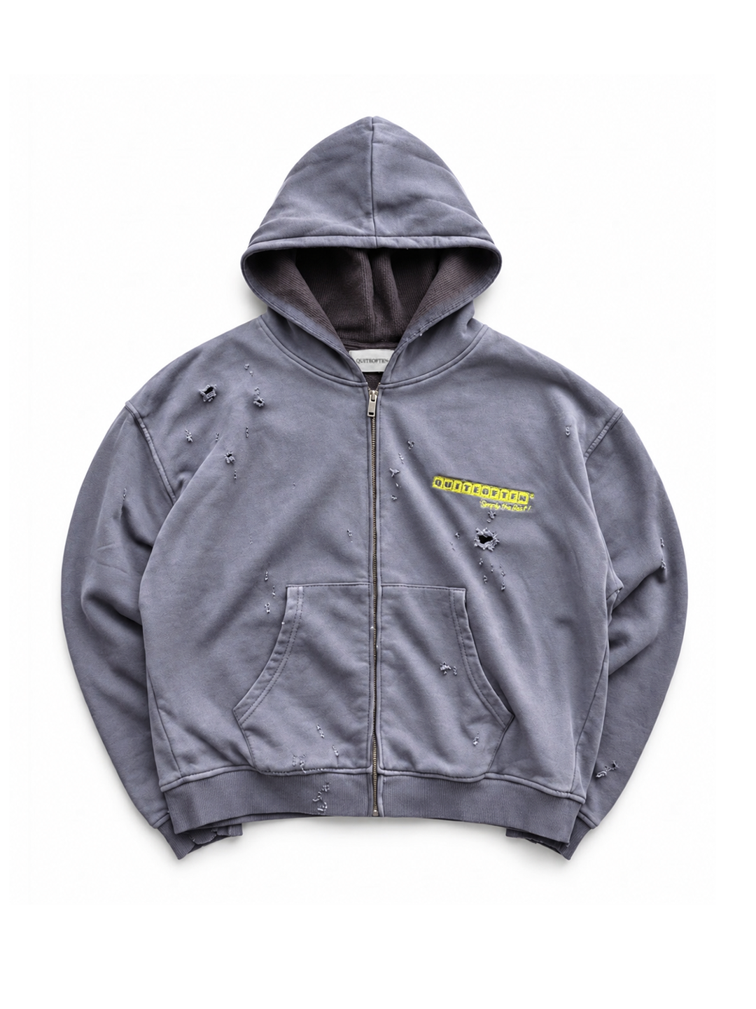 DOUBLE LAYERED WAFFLE LINED HOODIE LILAC