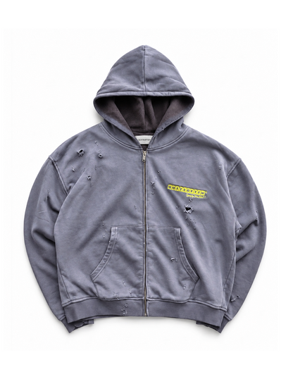 DOUBLE LAYERED WAFFLE LINED HOODIE LILAC