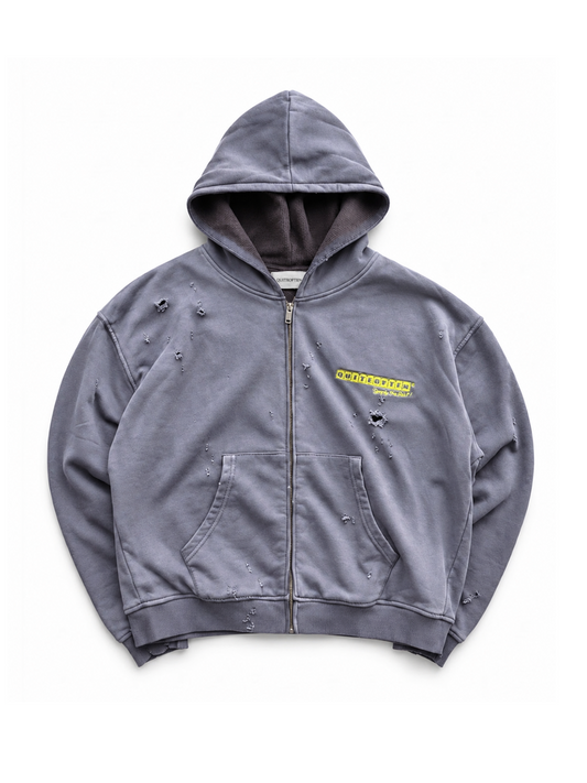 DOUBLE LAYERED WAFFLE LINED HOODIE LILAC