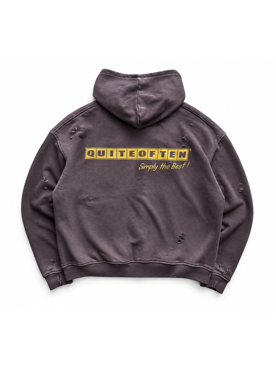DOUBLE LAYERED WAFFLE LINED HOODIE PLUM