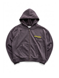 DOUBLE LAYERED WAFFLE LINED HOODIE PLUM