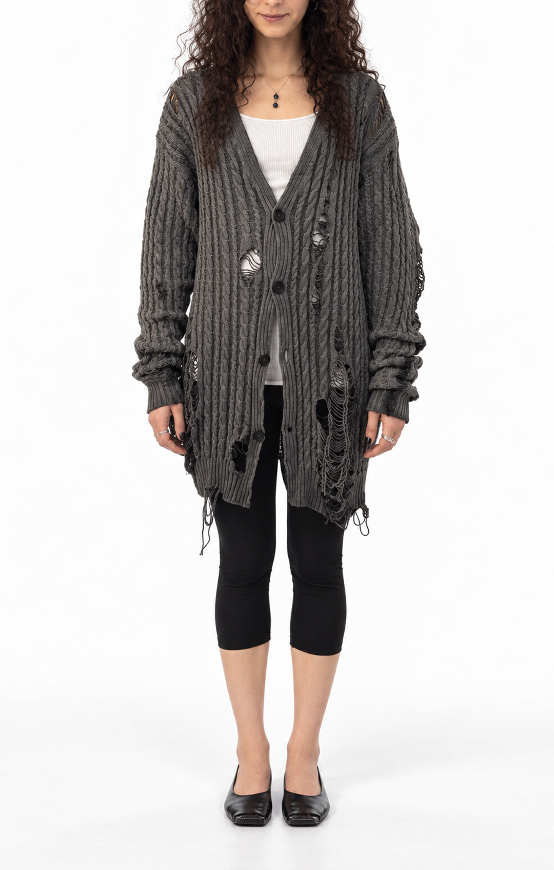 LONG DISTRESSED CARDIGAN