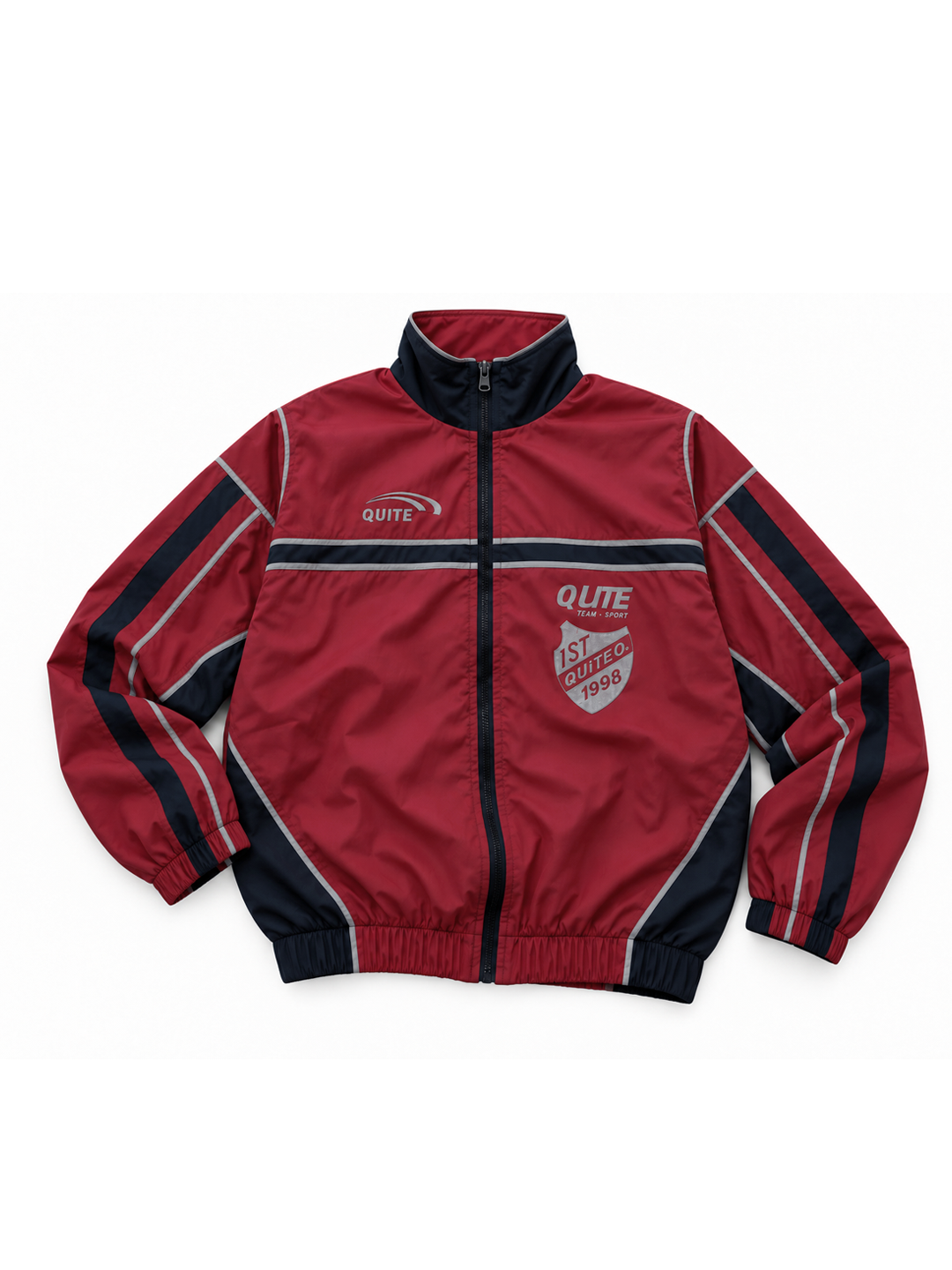 RED BLUE PANELED TRACK JACKET