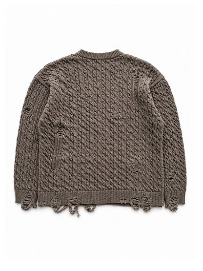 BROWN DISTRESSED CARDIGAN
