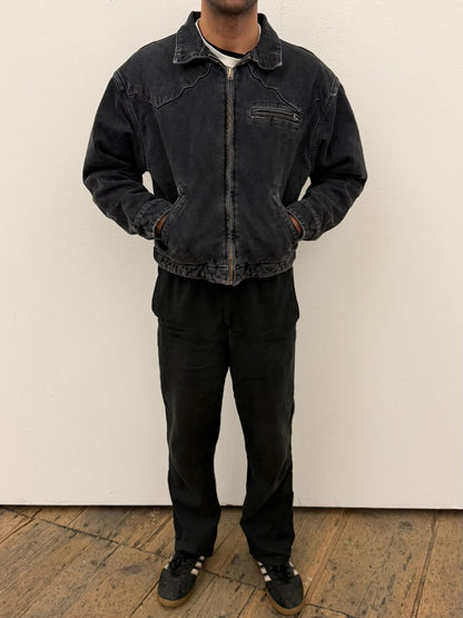 WASHED BLACK PANELED CANVAS JACKET