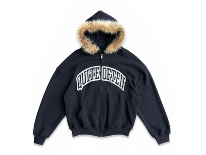 FAUX FUR ZIP UP HOODIE