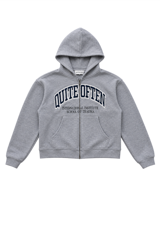 GREY COLLEGE ZIP HOODIE