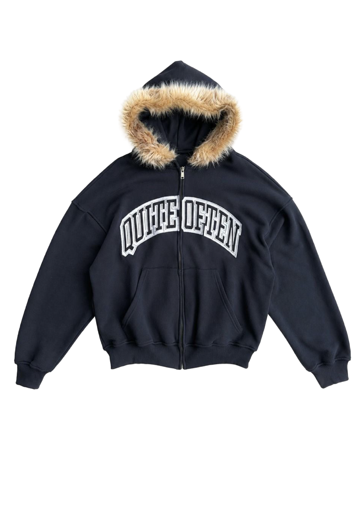 FAUX FUR ZIP UP HOODIE