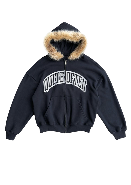 FAUX FUR ZIP UP HOODIE
