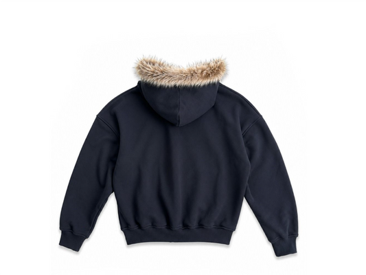 FAUX FUR ZIP UP HOODIE