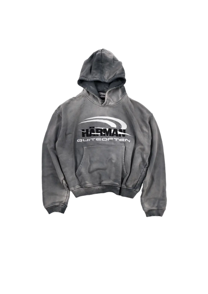 HÄRMAN QUITEOFTEN LOGO FADED HOODIE GREY