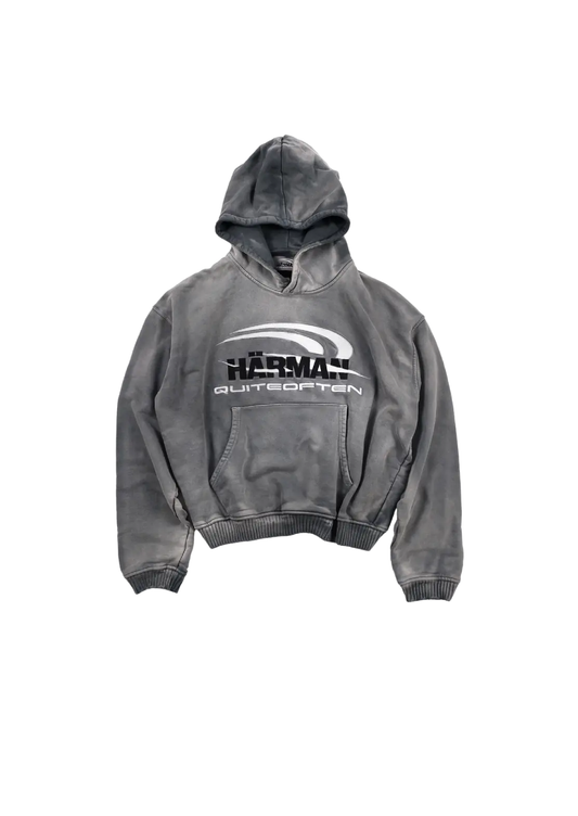 HÄRMAN QUITEOFTEN LOGO FADED HOODIE GREY