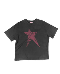 BLACK CROPPED TRAUMA STAR TEE