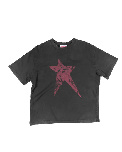 BLACK CROPPED  TRAUMA STAR TEE