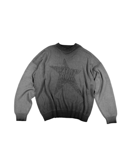 WASHED TRAUMA STAR KNIT BLACK