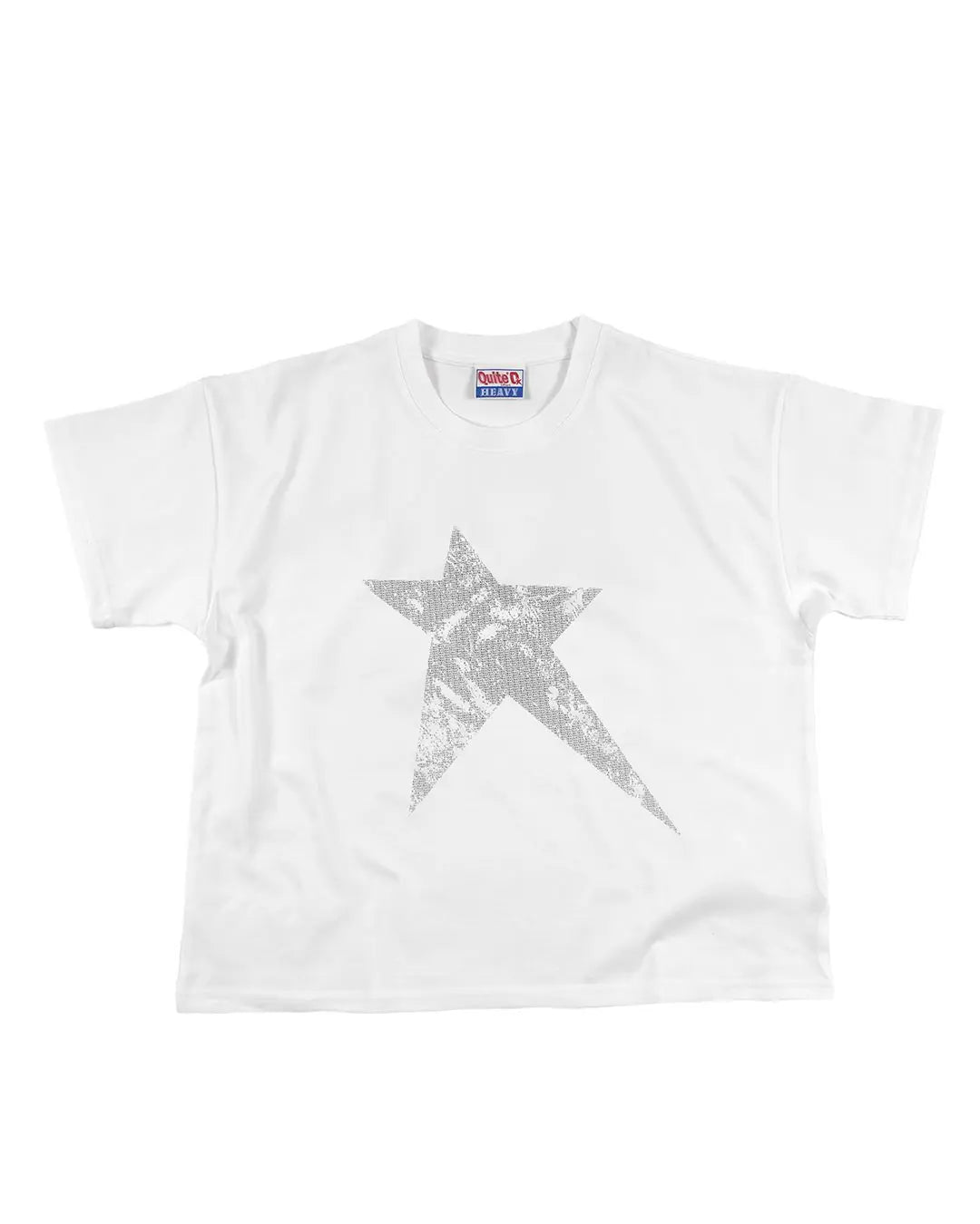 WHITE CROPPED TRAUMA STAR TEE