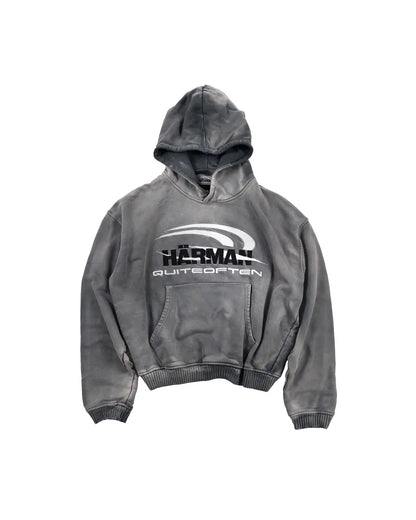 HÄRMAN QUITEOFTEN LOGO FADED HOODIE GREY