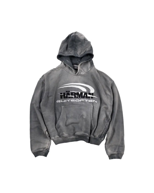HÄRMAN QUITEOFTEN LOGO FADED HOODIE GREY