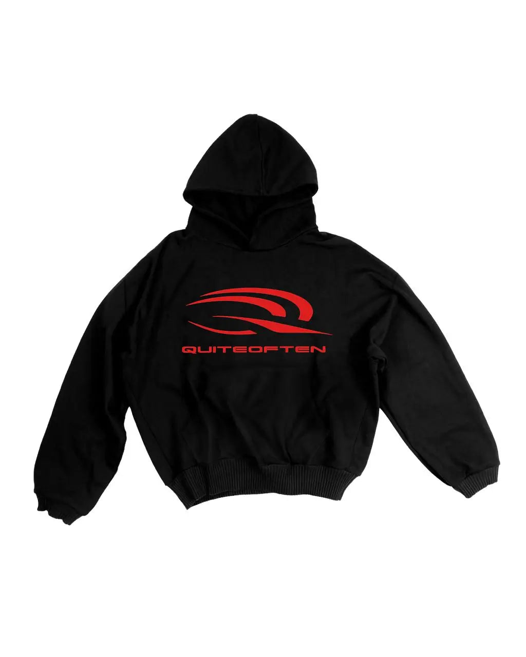 RED ON BLACK SPORTS LOGO HOODIE
