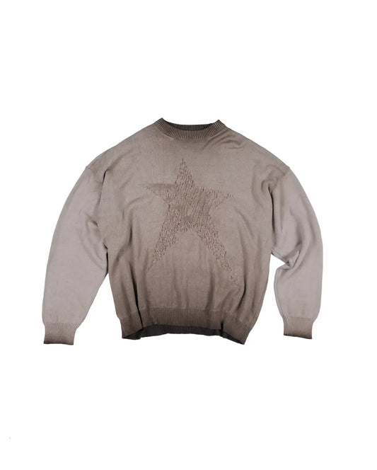 WASHED TRAUMA STAR KNIT SAND