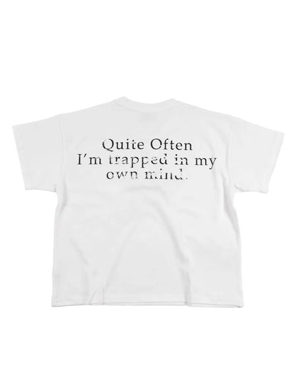 WHITE CROPPED TRAUMA STAR TEE