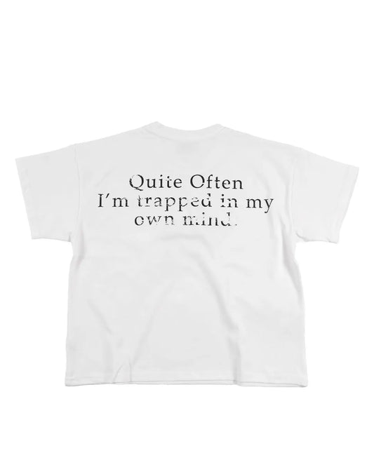 WHITE CROPPED TRAUMA STAR TEE