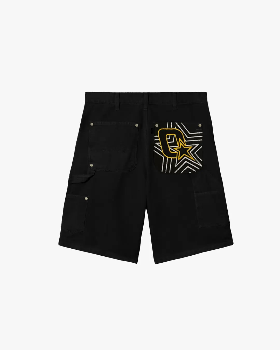BLACK DOUBLE KNEE SHORTS