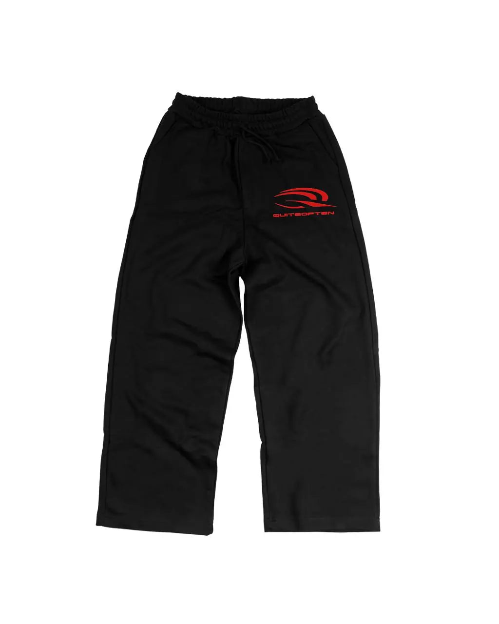 RED ON BLACK SPORTS LOGO SWEATPANTS
