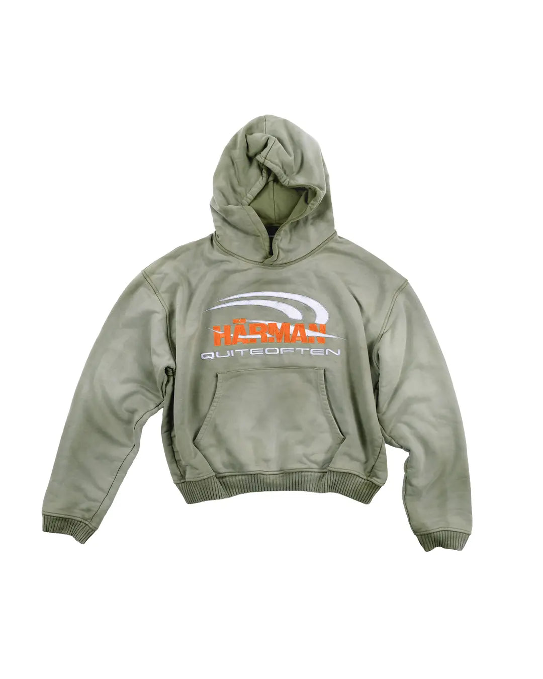 HÄRMAN QUITEOFTEN LOGO GREEN FADED HOODIE