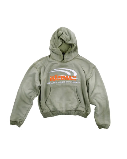 HÄRMAN QUITEOFTEN LOGO GREEN FADED HOODIE