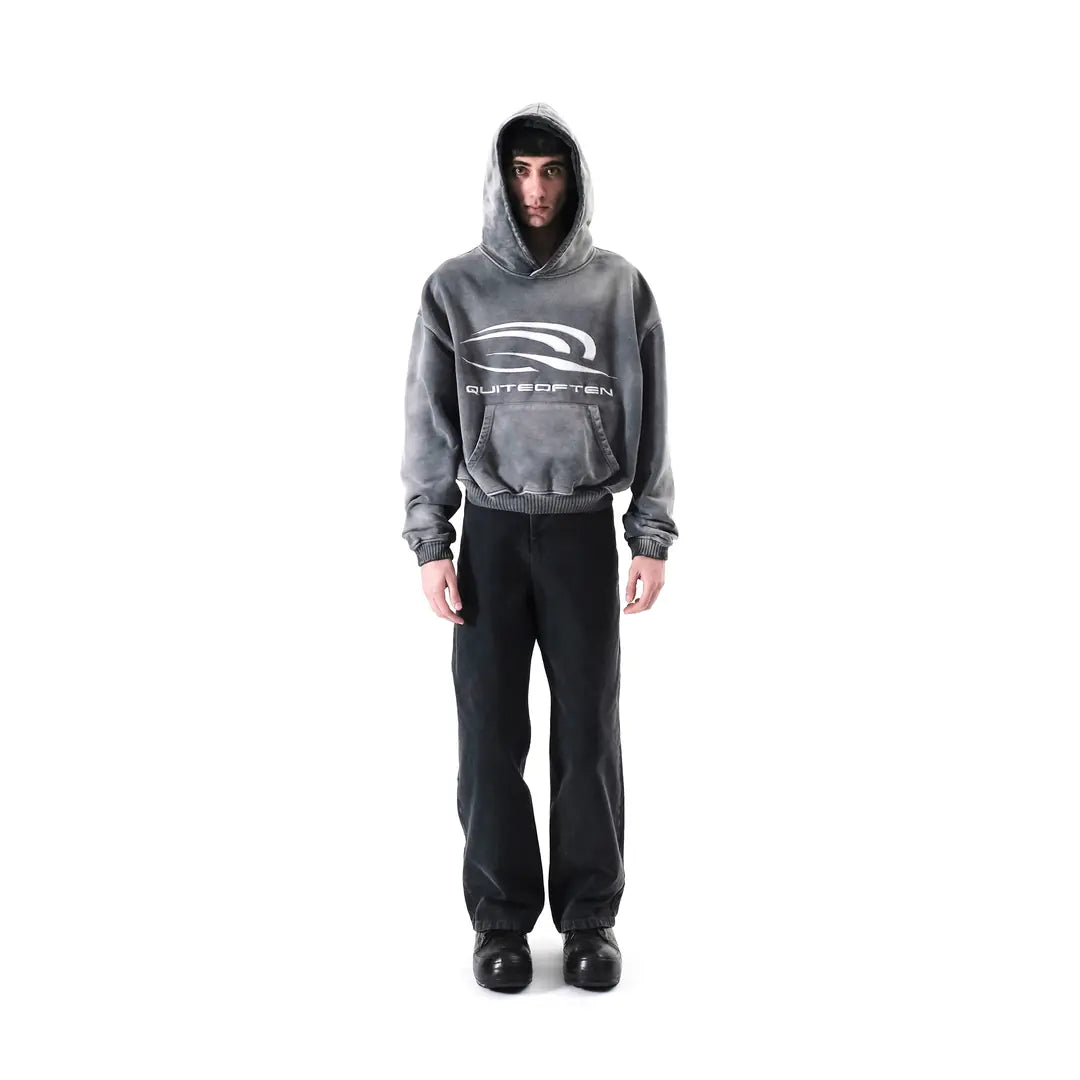 GREY FADED LOGO HOODIE