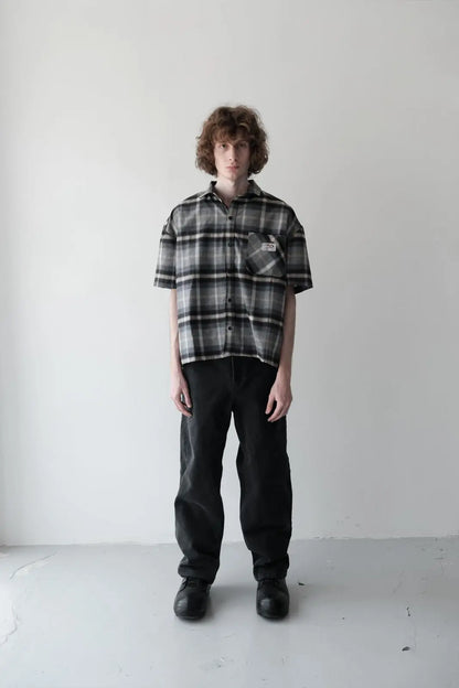 SHORT SLEEVE FLANNEL SHIRT GREY