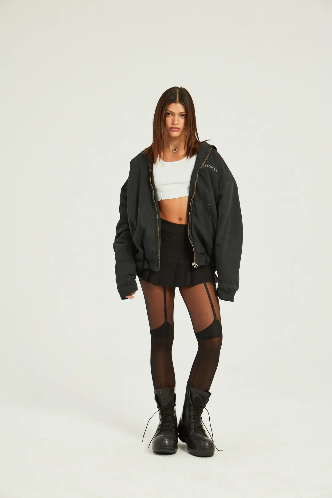 BLACK CANVAS HOODED JACKET