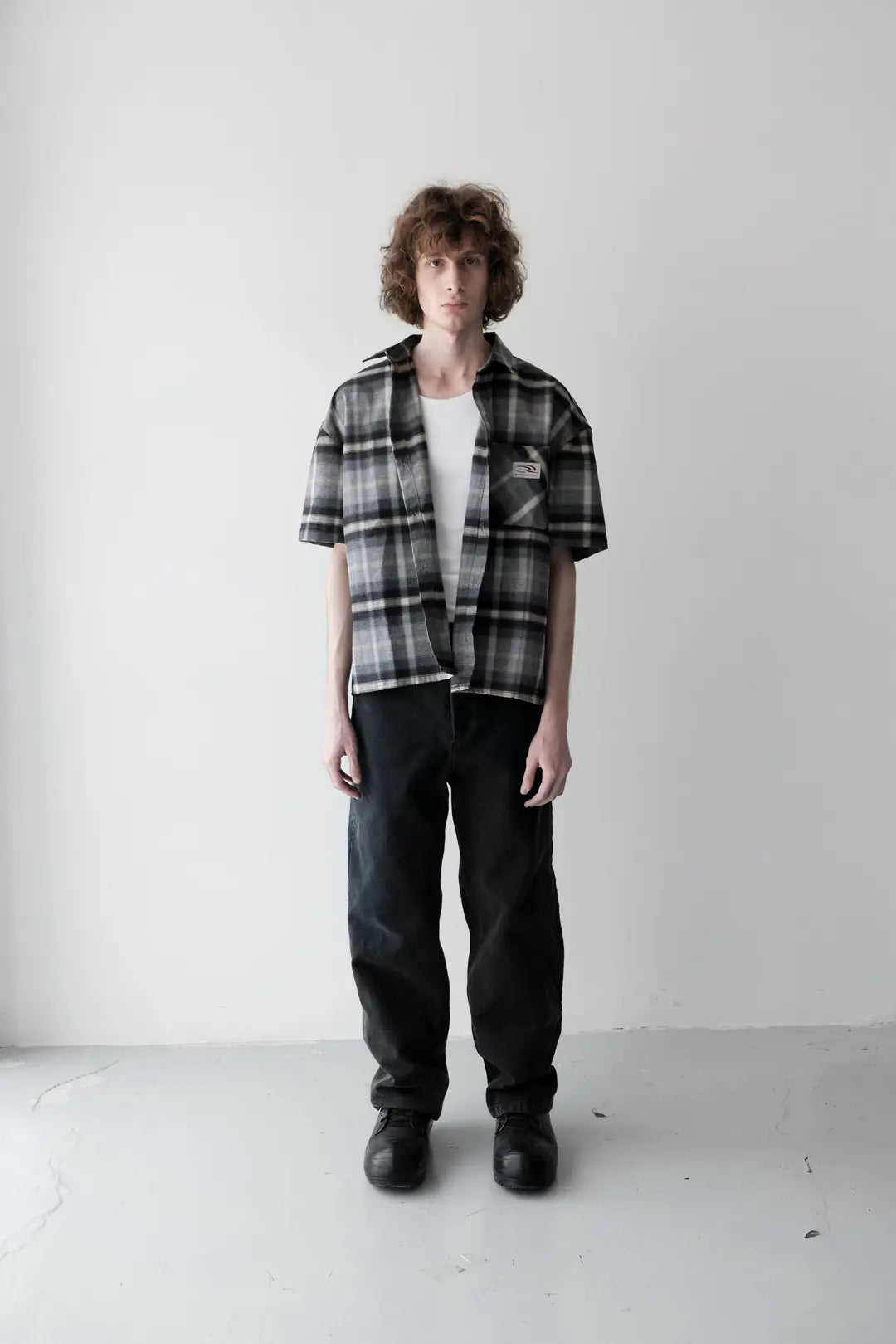 SHORT SLEEVE FLANNEL SHIRT GREY