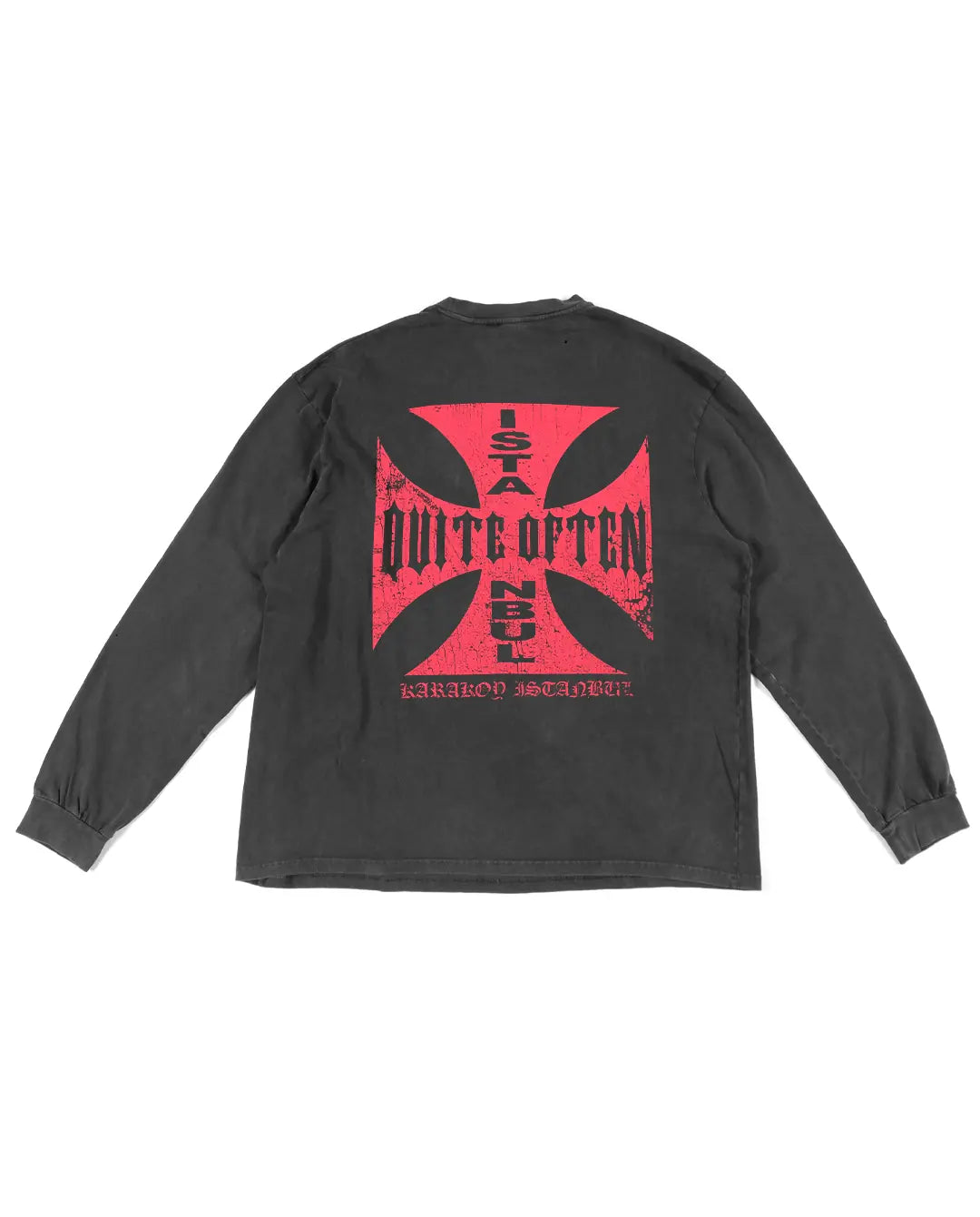 BLACK DISTRESSED CROSS LONGSLEEVE