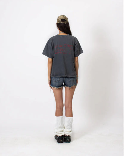 GREY CROPPED TRAUMA STAR TEE